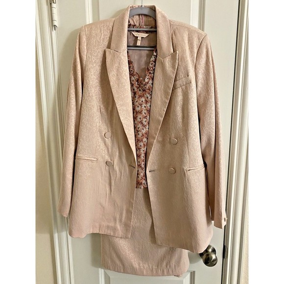 HOUSE OF HARLOW Double Breasted Jacquard Blazer in Light Pink Size M - Picture 1 of 3